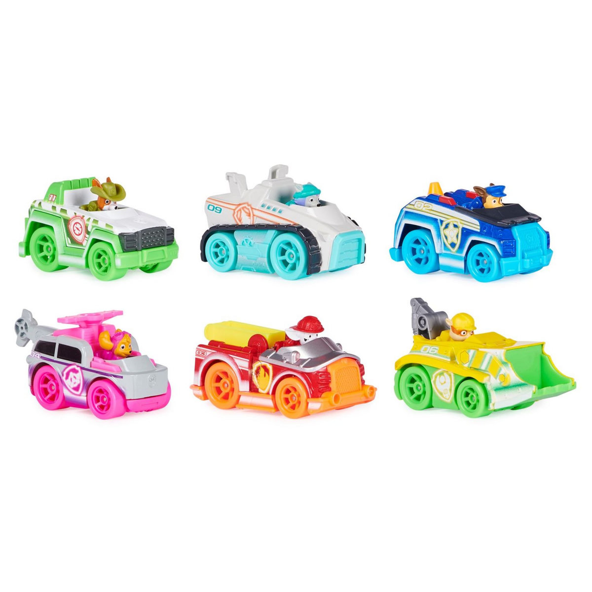 SPIN MASTER Pack de 6 Véhicules Néon True Métal - La Pat' Patrouille