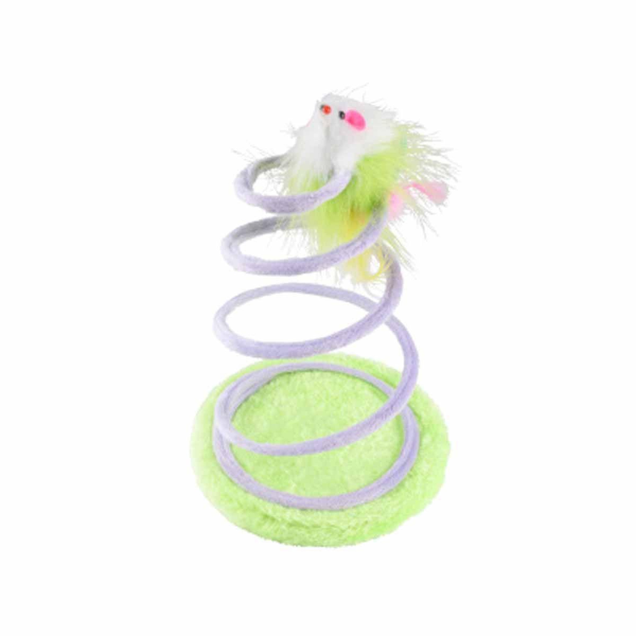 HOMEA Jouet pour chat  ressort avec souris  26cm vert