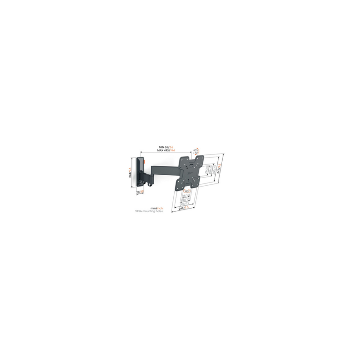 Vogel's Support mural pour écran plat Vogel s TVM 324FD9 FULL ORIENTABLE POUR TELEVISION DE 19 A 43
