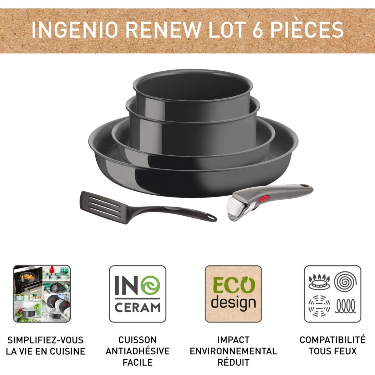 TEFAL Batterie de cuisine Renew 6pcs ceramique L2609602