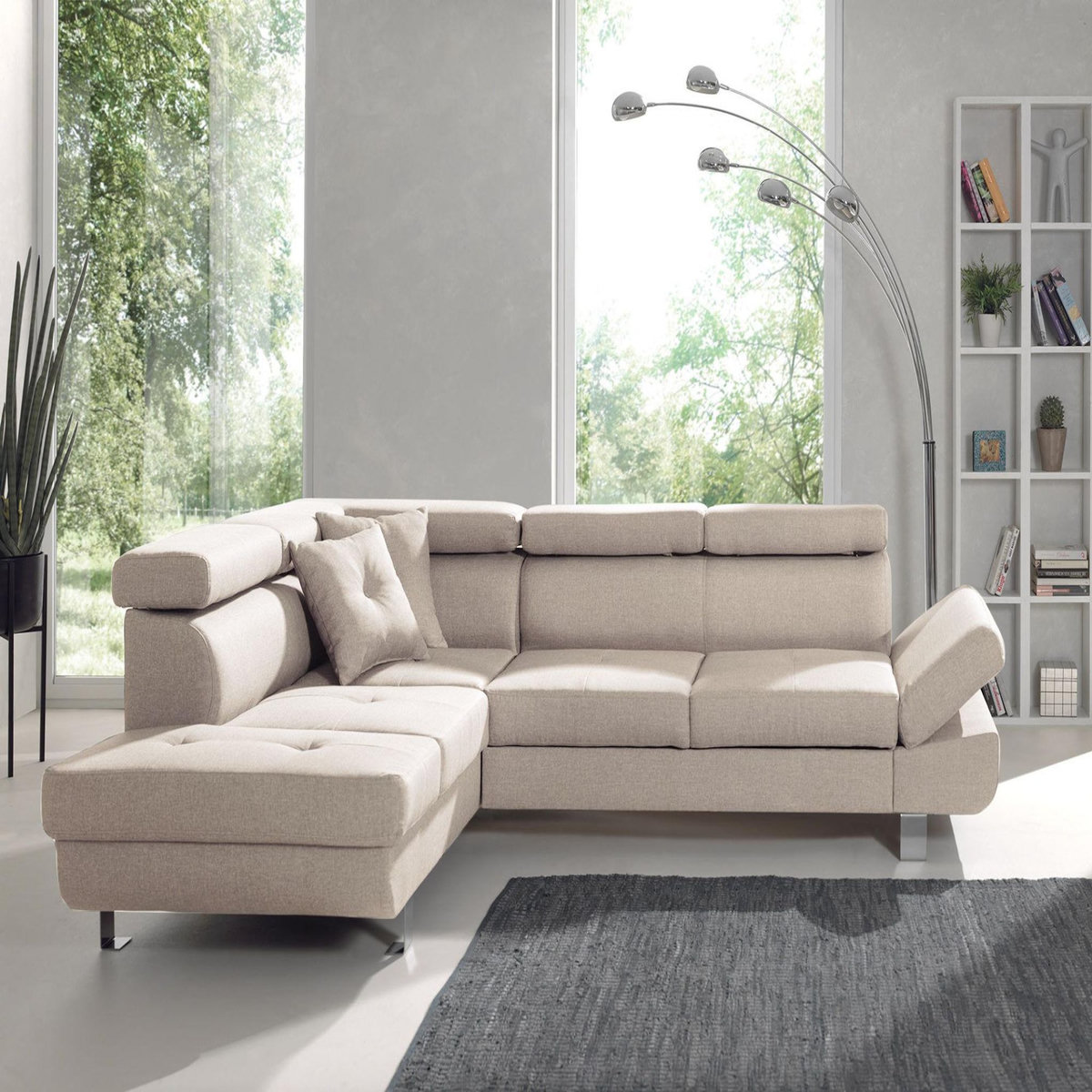 BEST MOBILIER Lisbona - canapé d'angle gauche convertible - 5 places - avec têtières