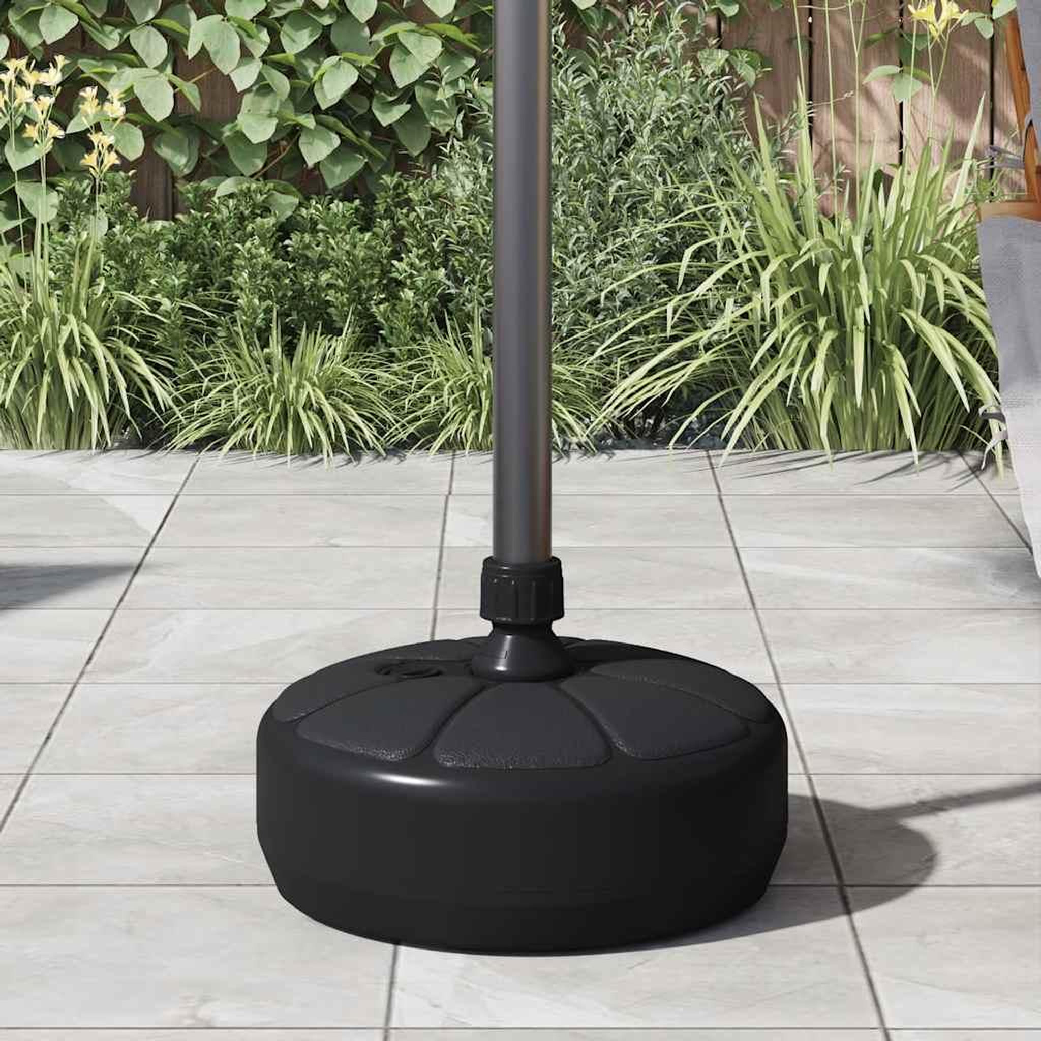 Voir la diapositive 3 : VIDAXL Socle de parasol rempli de sable/d'eau 15 l noir