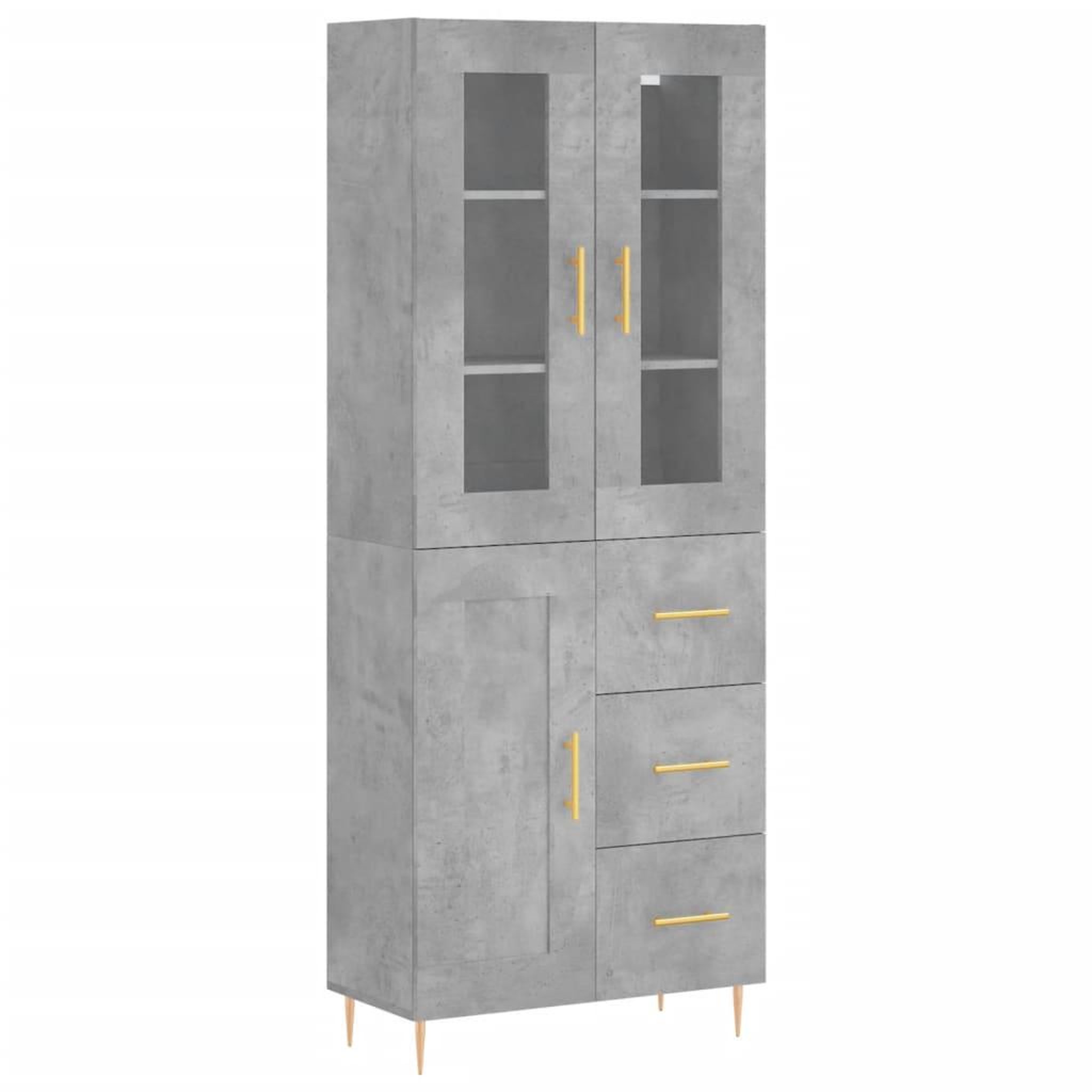Voir la diapositive 2 : VIDAXL Buffet haut Gris beton 69,5x34x180 cm Bois d'ingenierie