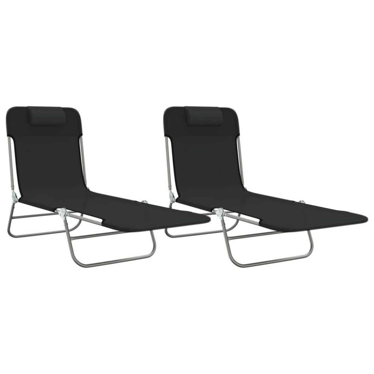 VIDAXL Chaises longues pliables lot de 2 noir textilene et acier