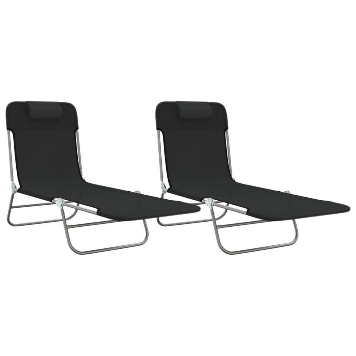 VIDAXL Chaises longues pliables lot de 2 noir textilene et acier