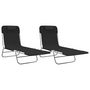 Voir la diapositive 2 : VIDAXL Chaises longues pliables lot de 2 noir textilene et acier