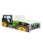 KOBI Lit Enfant Tracteur Vert 140x70 - Confort et Sécurité pour les Petits