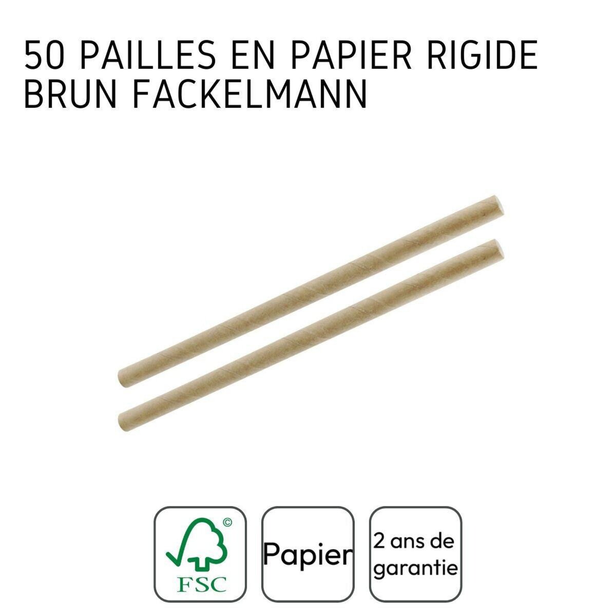 Fackelmann Boite de 50 pailles en papier rigide brun 15 cm Fackelmann Nature