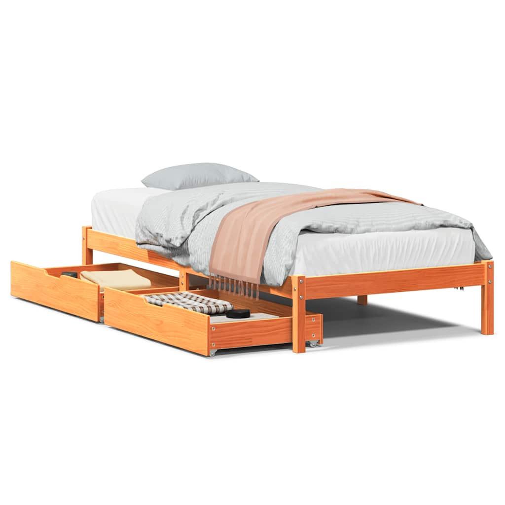 Voir la diapositive 2 : VIDAXL Cadre de lit sans matelas cire marron 100x200cm bois pin massif