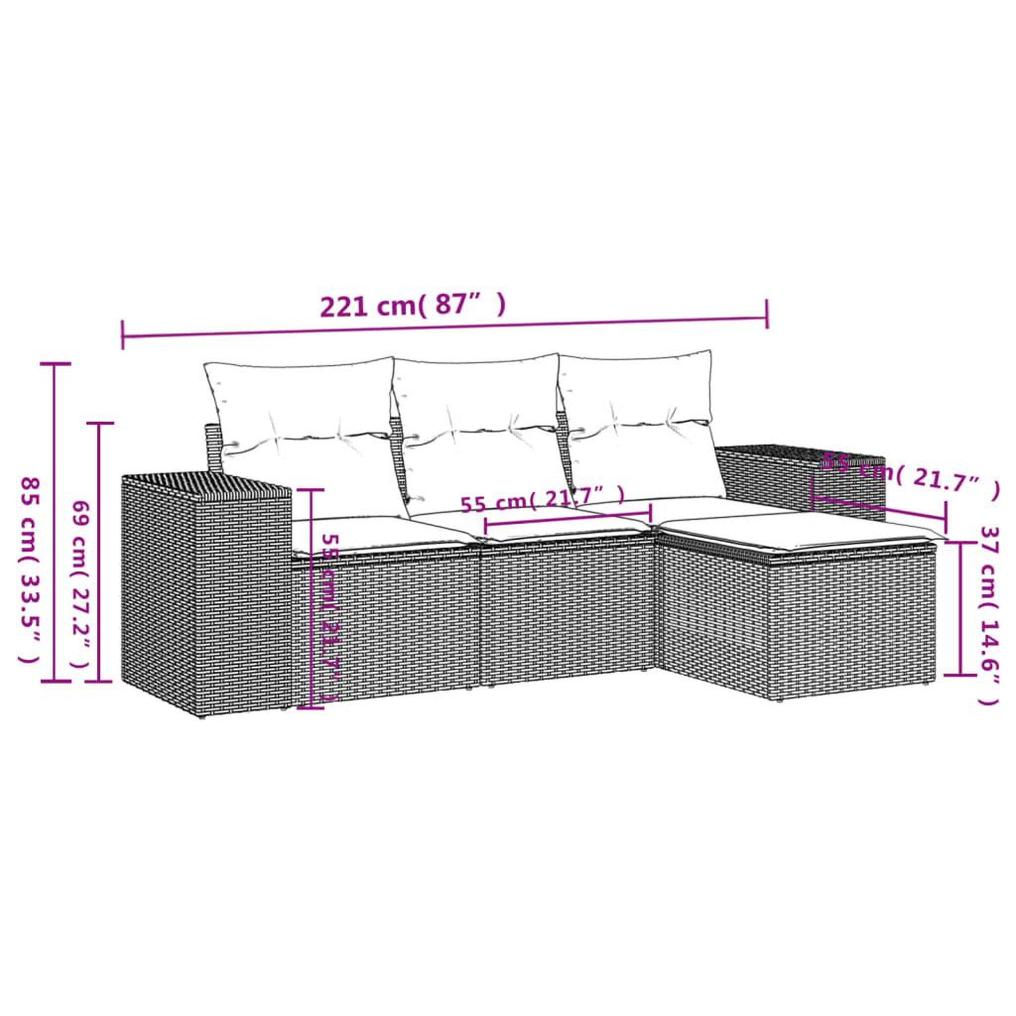 Voir la diapositive 6 : VIDAXL Salon de jardin 4 pcs avec coussins noir resine tressee