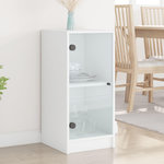 VIDAXL Armoire laterale avec portes en verre blanc 35x37x75,5 cm