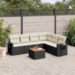 VIDAXL Salon de jardin 7 pcs avec coussins noir resine tressee