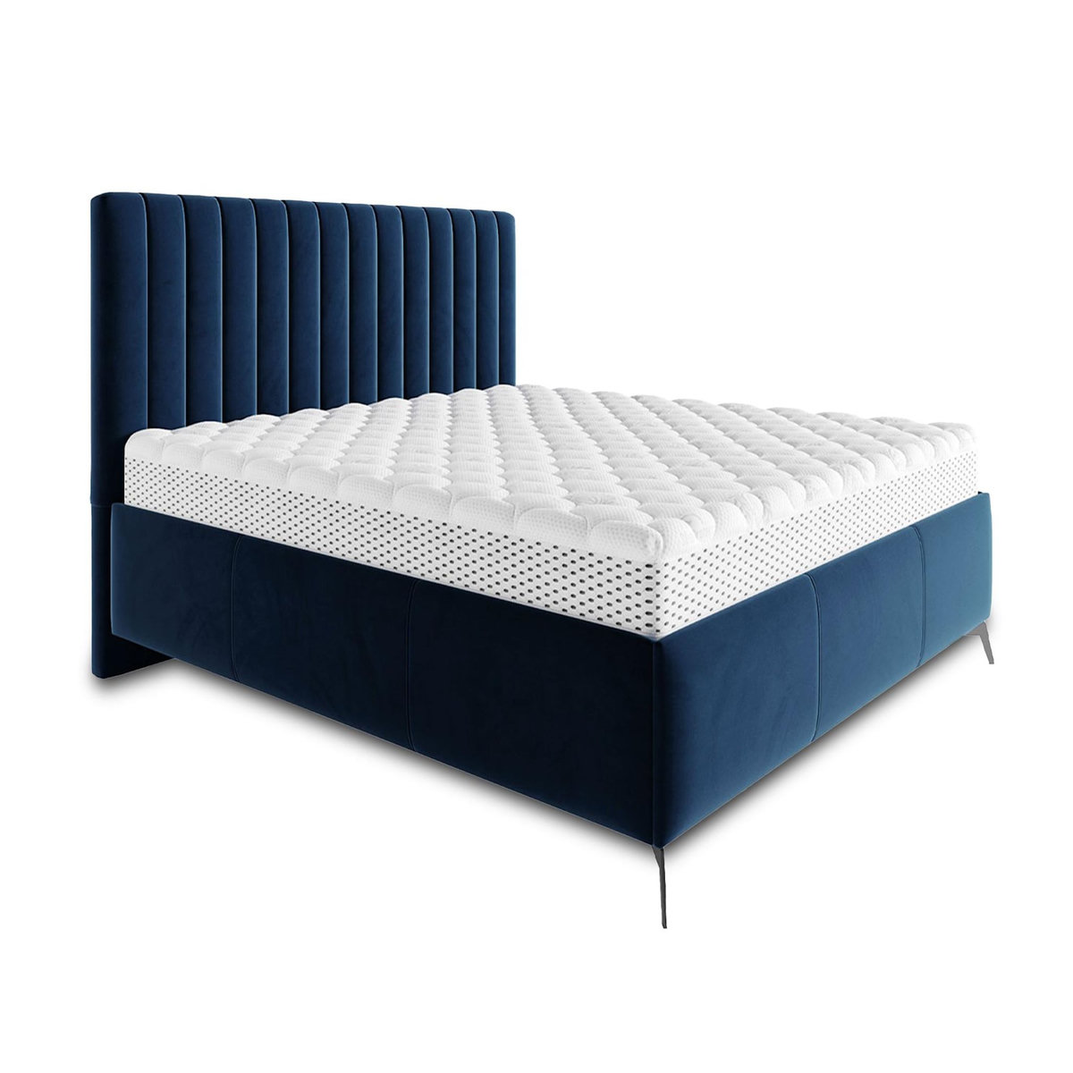 BEST MOBILIER Mendoza - lit coffre - 140x200 - sommier inclus - en velours