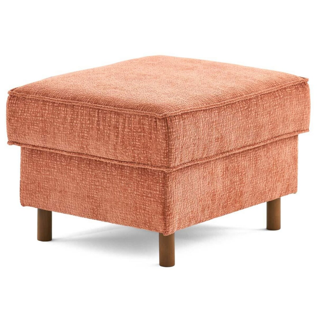 LISA DESIGN Jake - pouf en tissu velours relief - pieds en bois foncé