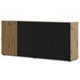 Voir la diapositive 1 : BEST MOBILIER Ozzy - buffet bas - 3 tiroirs - effet bois et noir - 180 cm