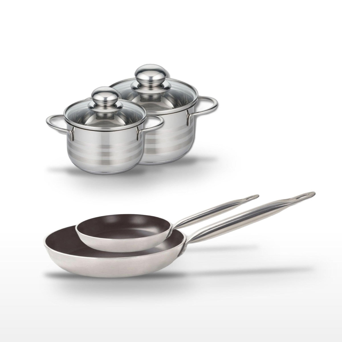 ELO Lot 2 Poêles 24/32 cm & 2 Faitouts 14/16 cm Elo Bistro Line