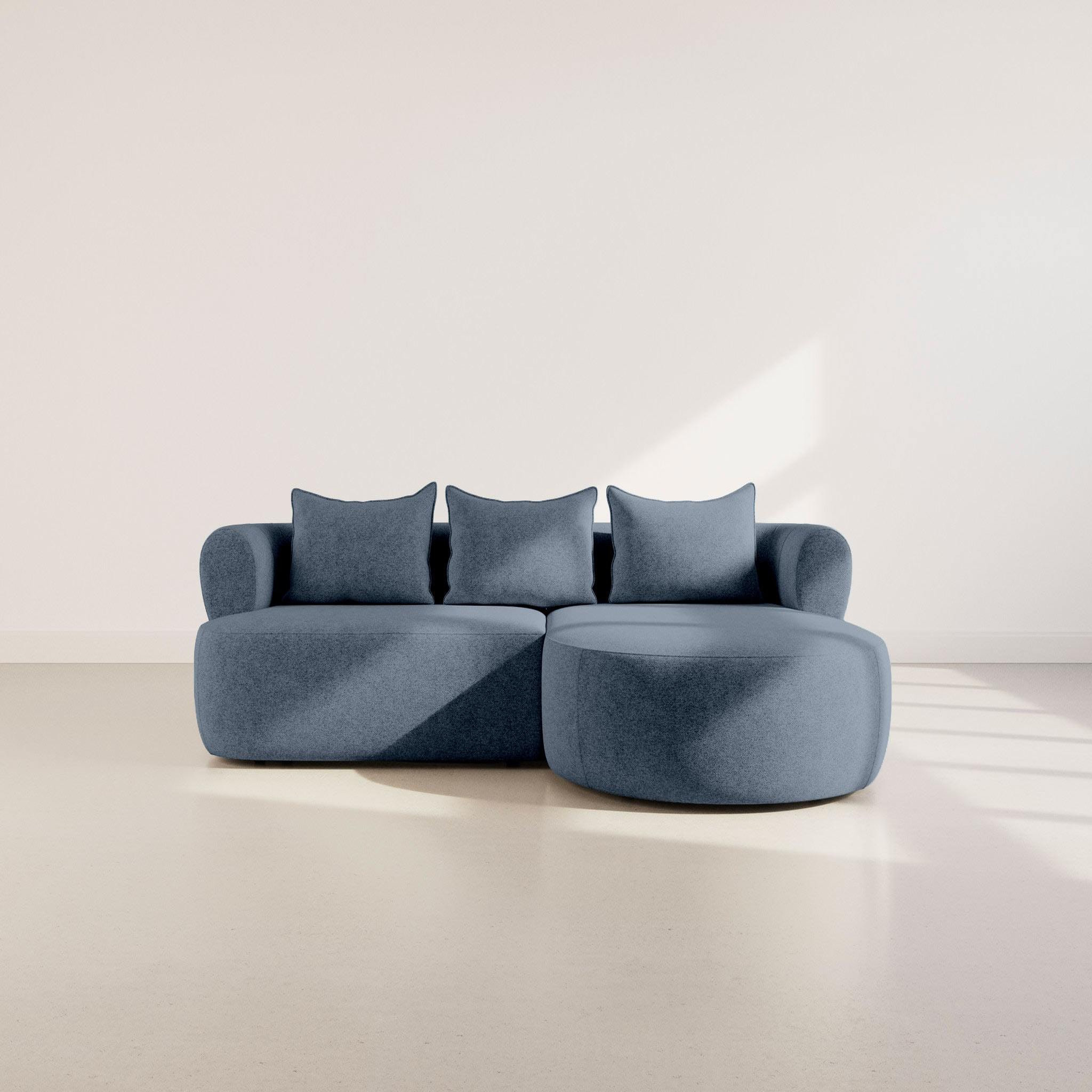 Voir la diapositive 2 : BEST MOBILIER Angela - canapé d'angle droit 4 places en velours texturé