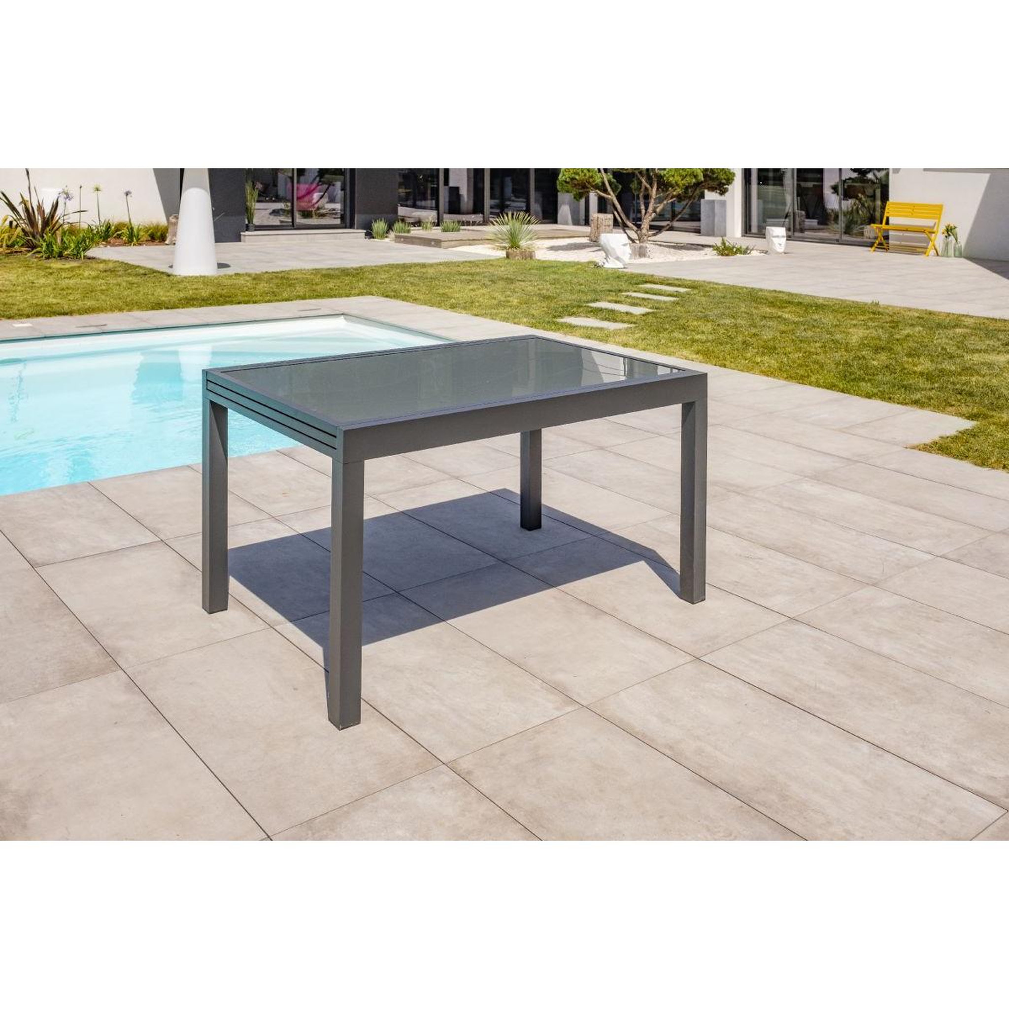 Voir la diapositive 4 : DCB GARDEN Ensemble Table de Jardin 4 Chaises & 2 Fauteuils  Tolede  135-270cm Gris Anthracite