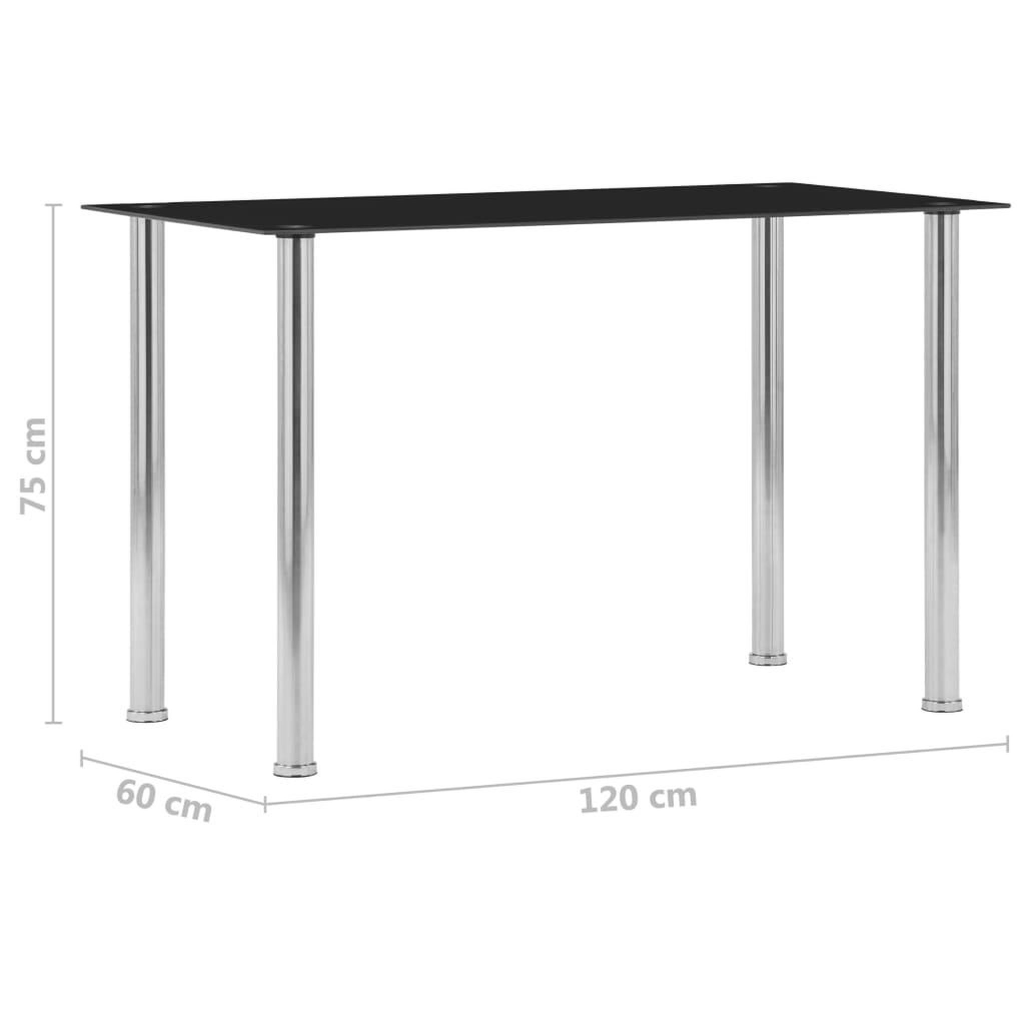 Voir la diapositive 5 : VIDAXL Table a manger Noir 120x60x75 cm Verre trempe