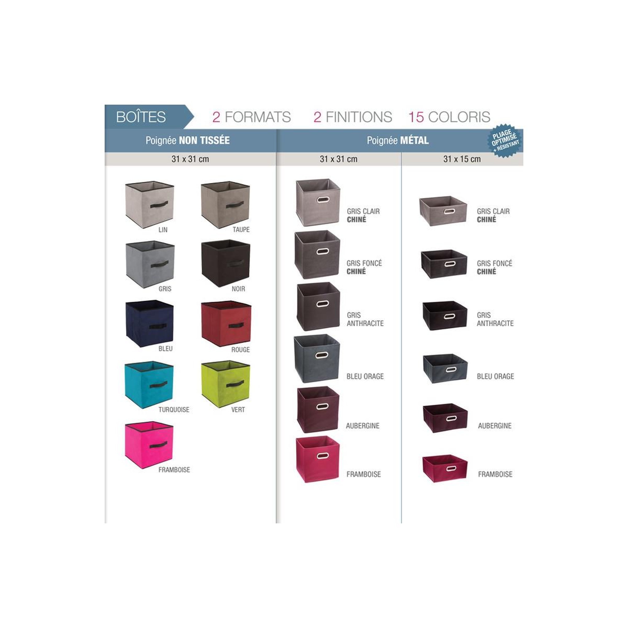 Voir la diapositive 3 : FIVE Boîte de rangement carrée pliable  mix n'modul  31x31cm gris anthracite