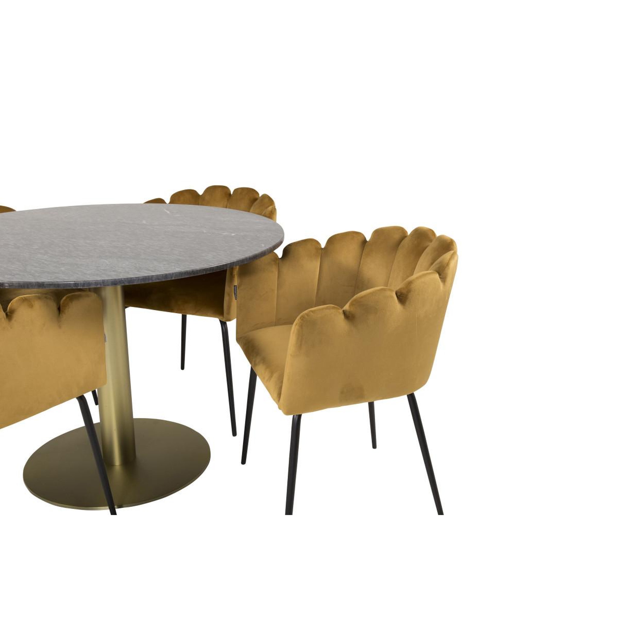 Voir la diapositive 3 : Paris Prix Ensemble table à manger & 4 chaises  estelle ii & limhamn  106cm gris foncé & jaune