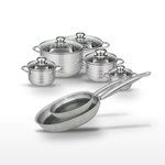 ELO Lot de 4 Faitouts et 2 Poêles Elo Relief Solution en Acier Inoxydable