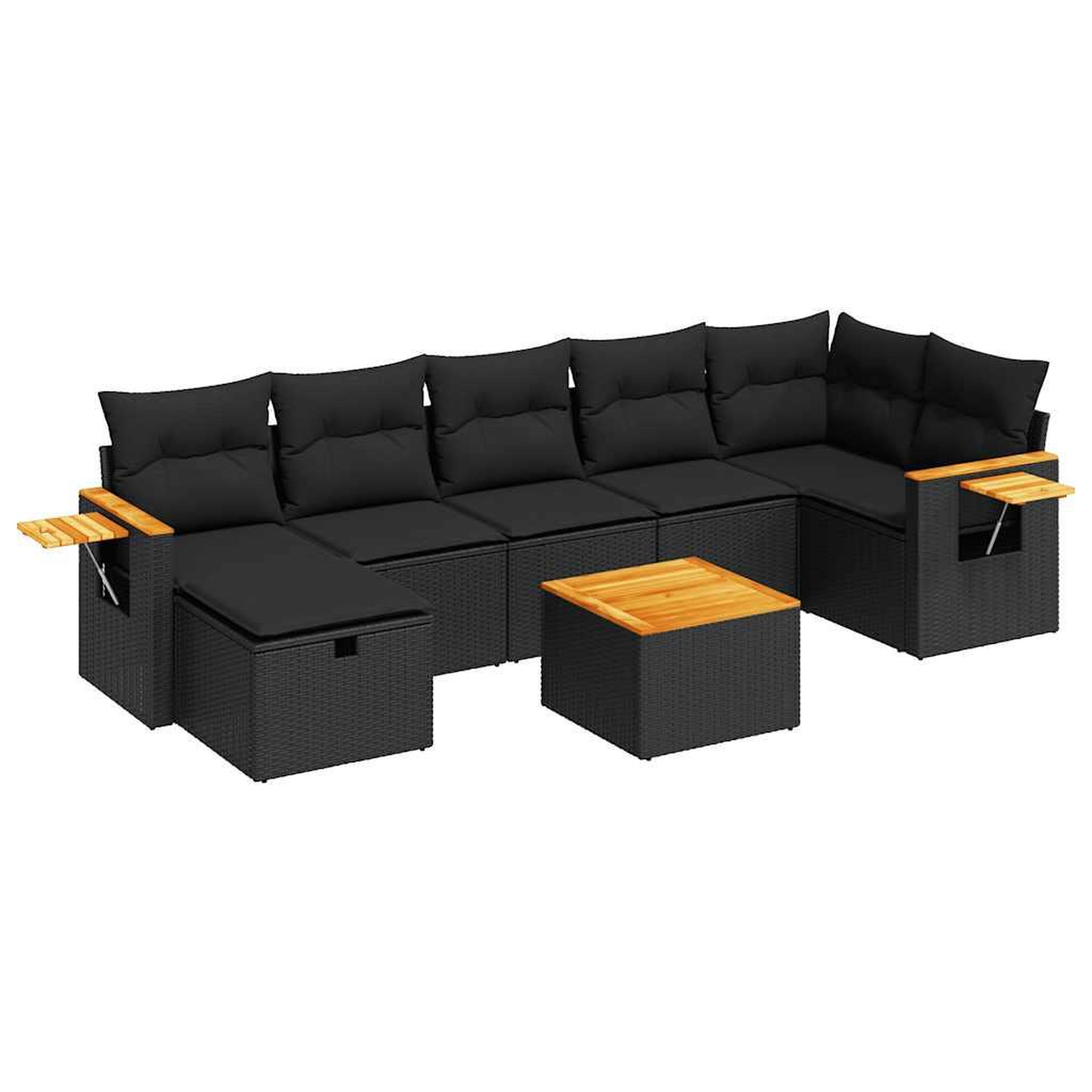 Voir la diapositive 2 : VIDAXL Salon de jardin 8 pcs avec coussins noir resine tressee