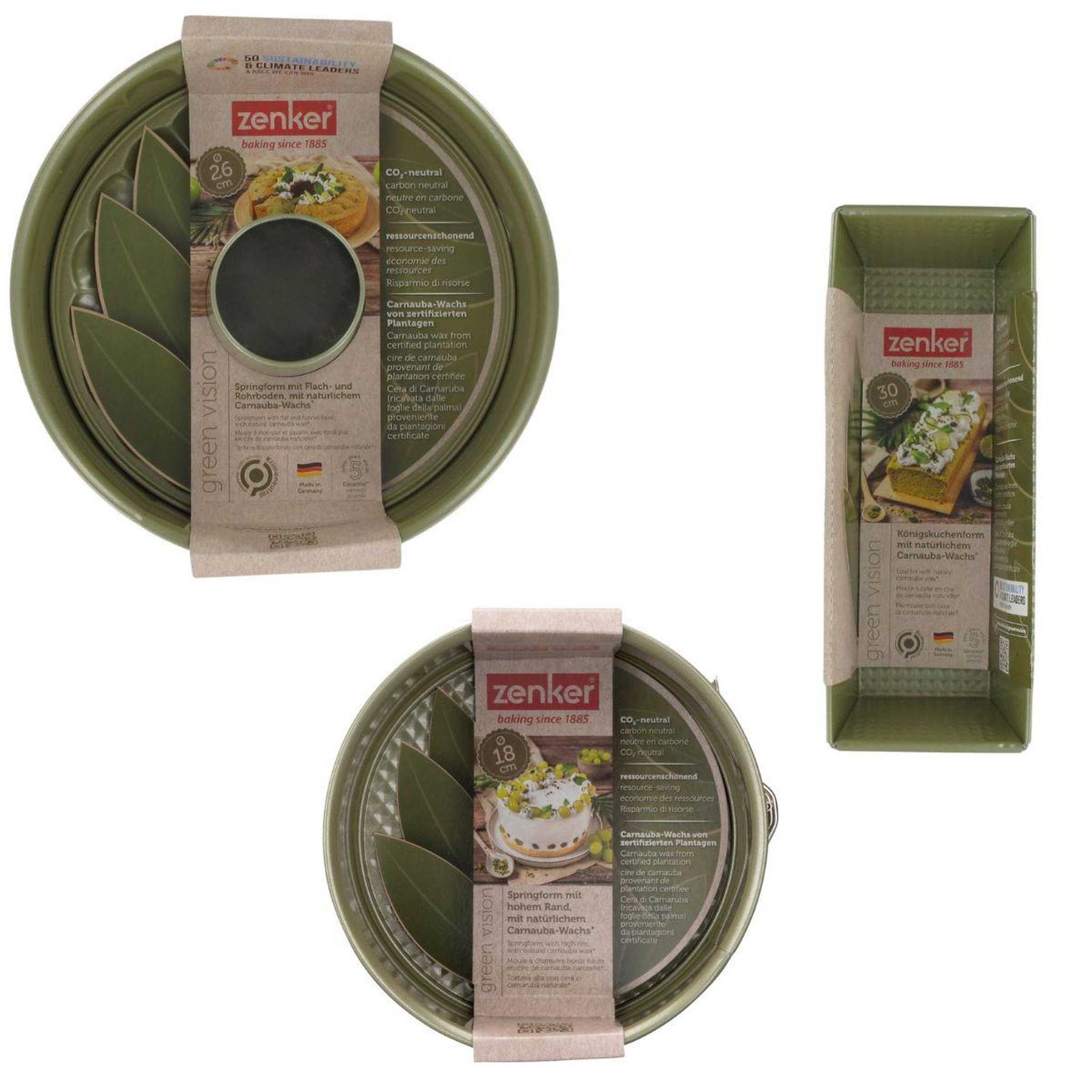 Voir la diapositive 5 : ZENKER Ensemble de 3 moules à gâteaux de 18 à 30 cm zenker green vision