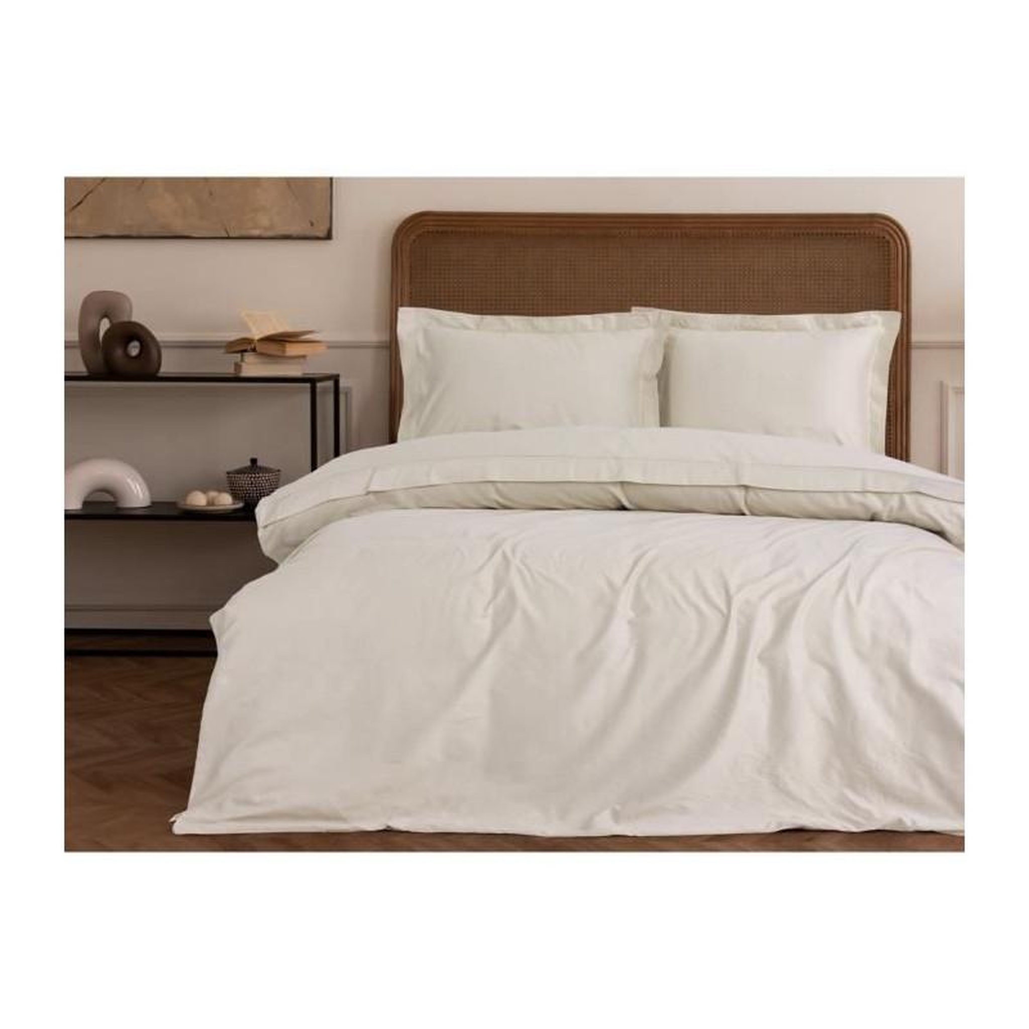 Voir la diapositive 3 : GENERIQUE Parure de lit - 129CTN63975 - 1 housse de couette 220 x 240 cm + 2 taies d'oreiller 60 x 60 cm - Satiné 100% coton - Beige