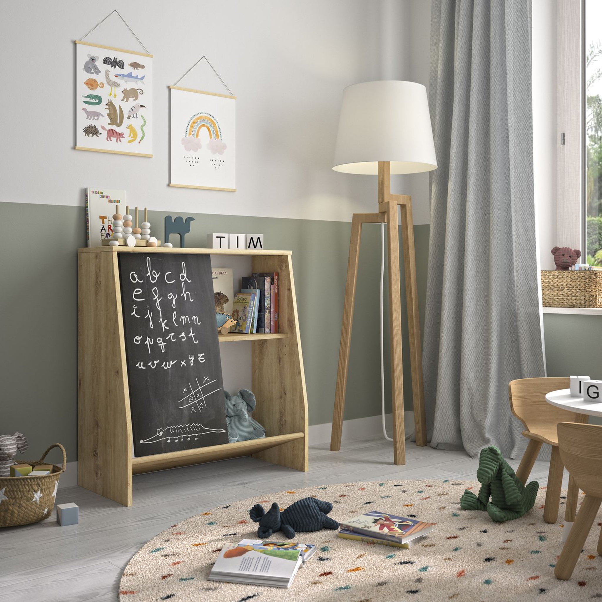 Voir la diapositive 1 : Bibliothèque de rangement enfant ludique L74cm