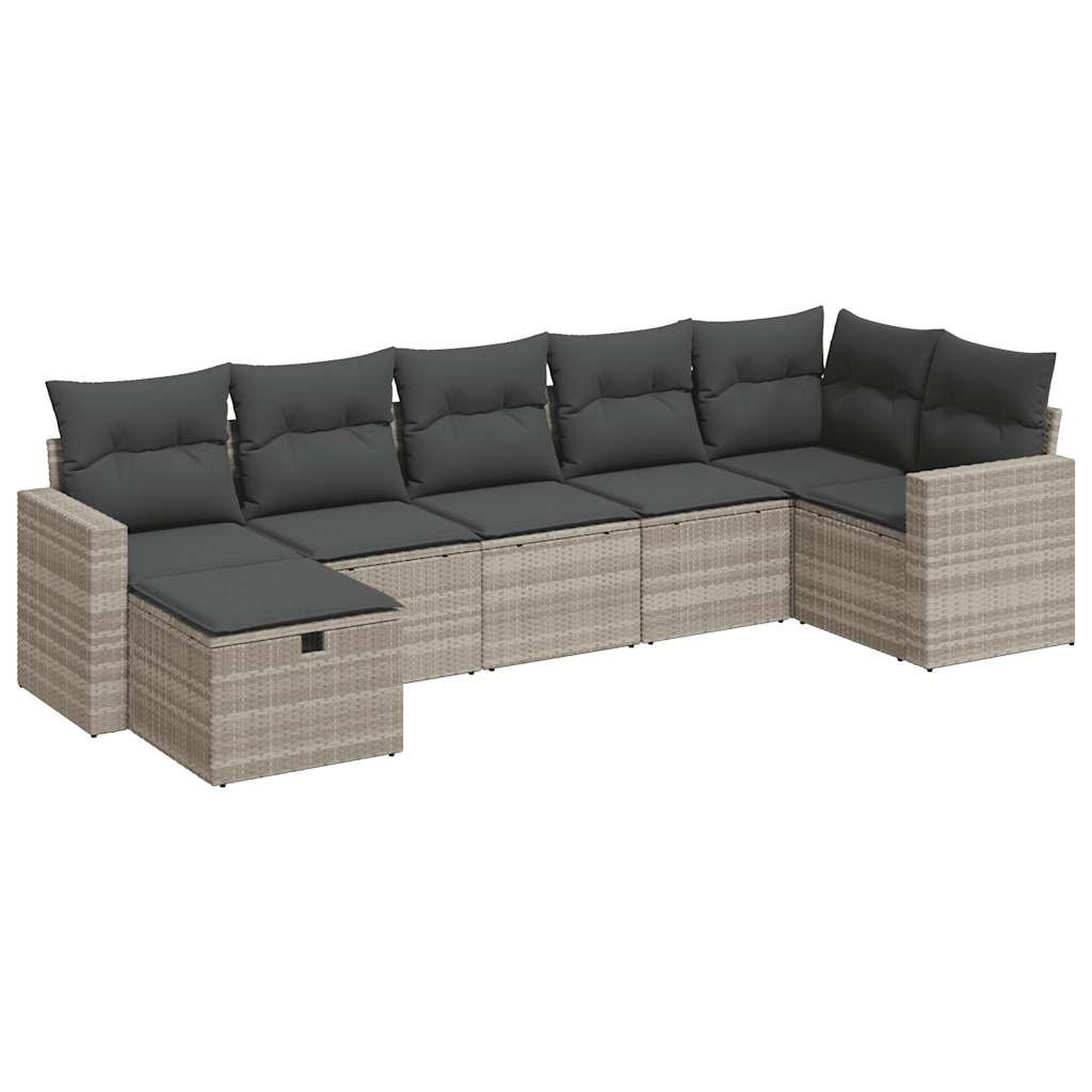 Voir la diapositive 2 : VIDAXL Salon de jardin avec coussins 7 pcs gris clair resine tressee