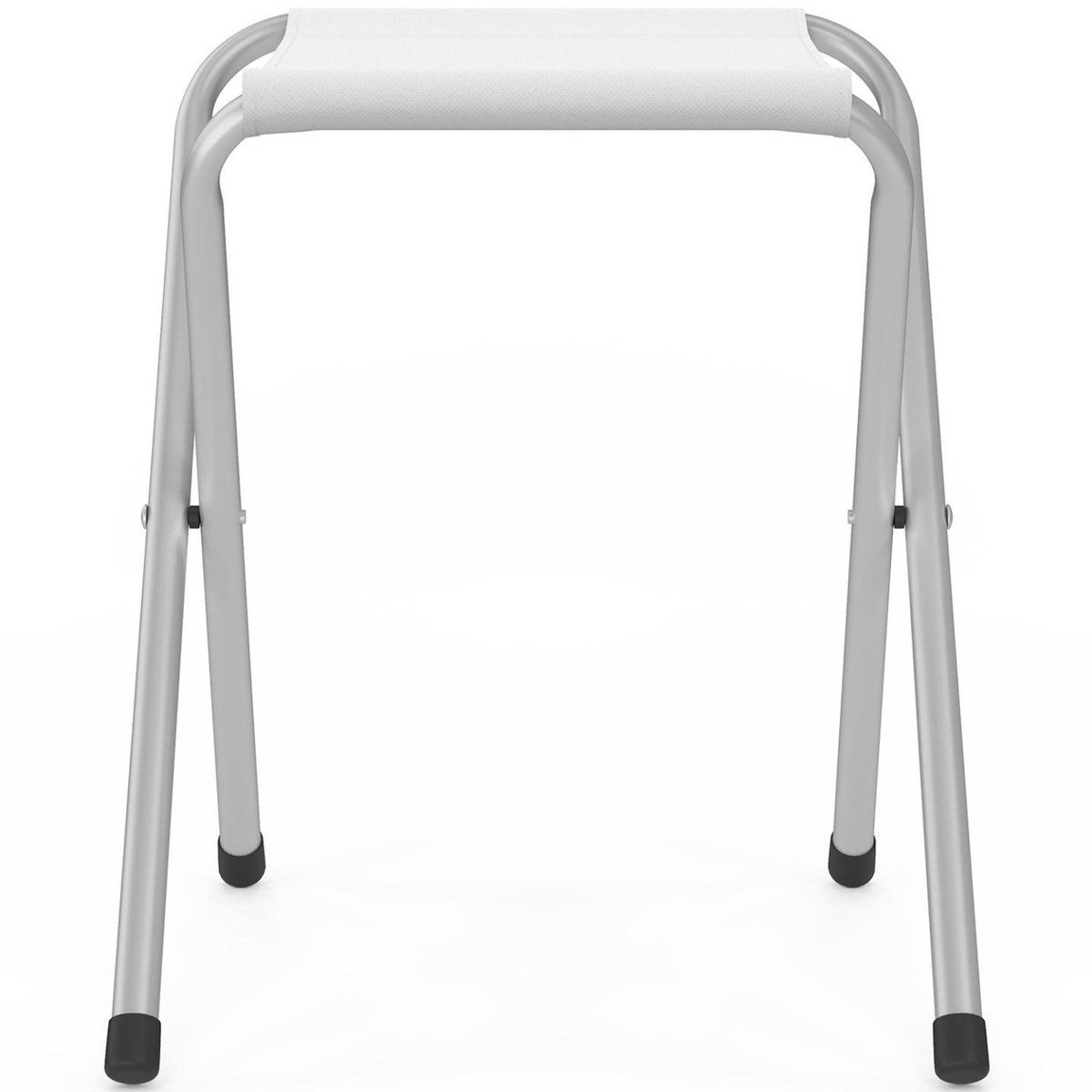 ID MARKET Table de camping pliante réglable en hauteur 160 cm et 6 tabourets blancs
