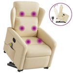 VIDAXL Fauteuil inclinable de massage Creme Tissu