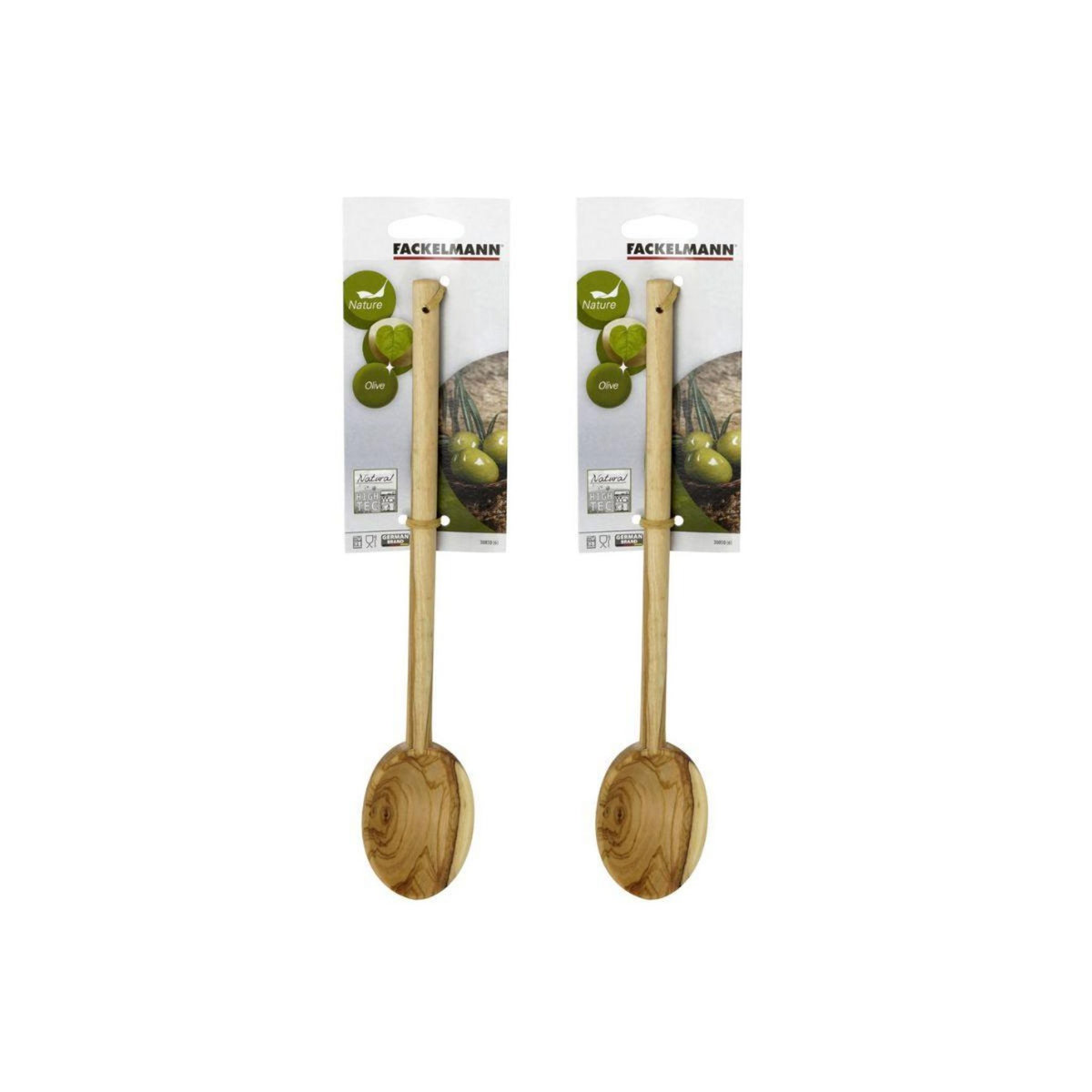 Fackelmann Lot de 2 cuillères de cuisine 30 cm en bois d'olivier Fackelmann