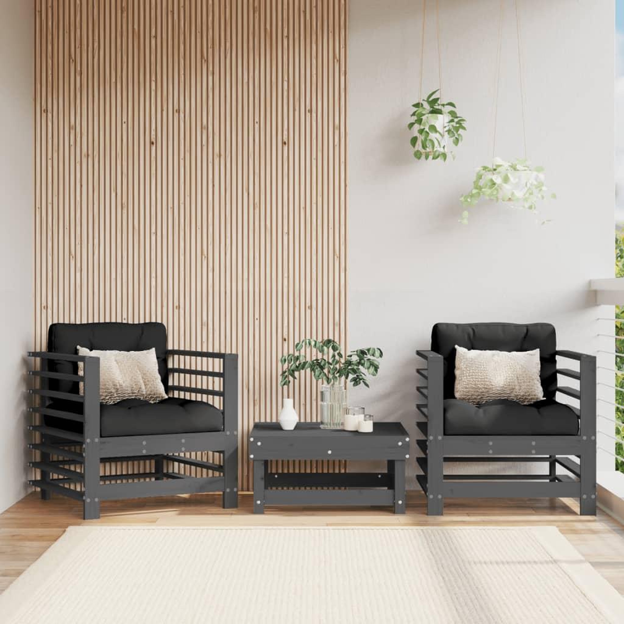 VIDAXL Chaises de jardin lot de 2 gris bois massif de pin