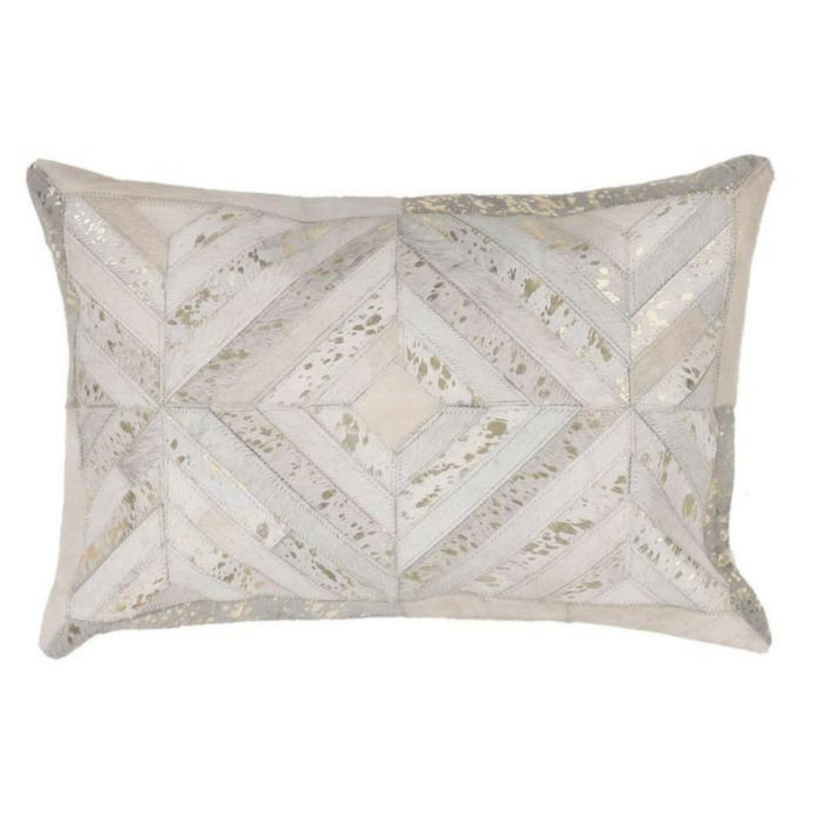 Paris Prix Coussin Design en Cuir  Spark  40x60cm Ivoire & Or