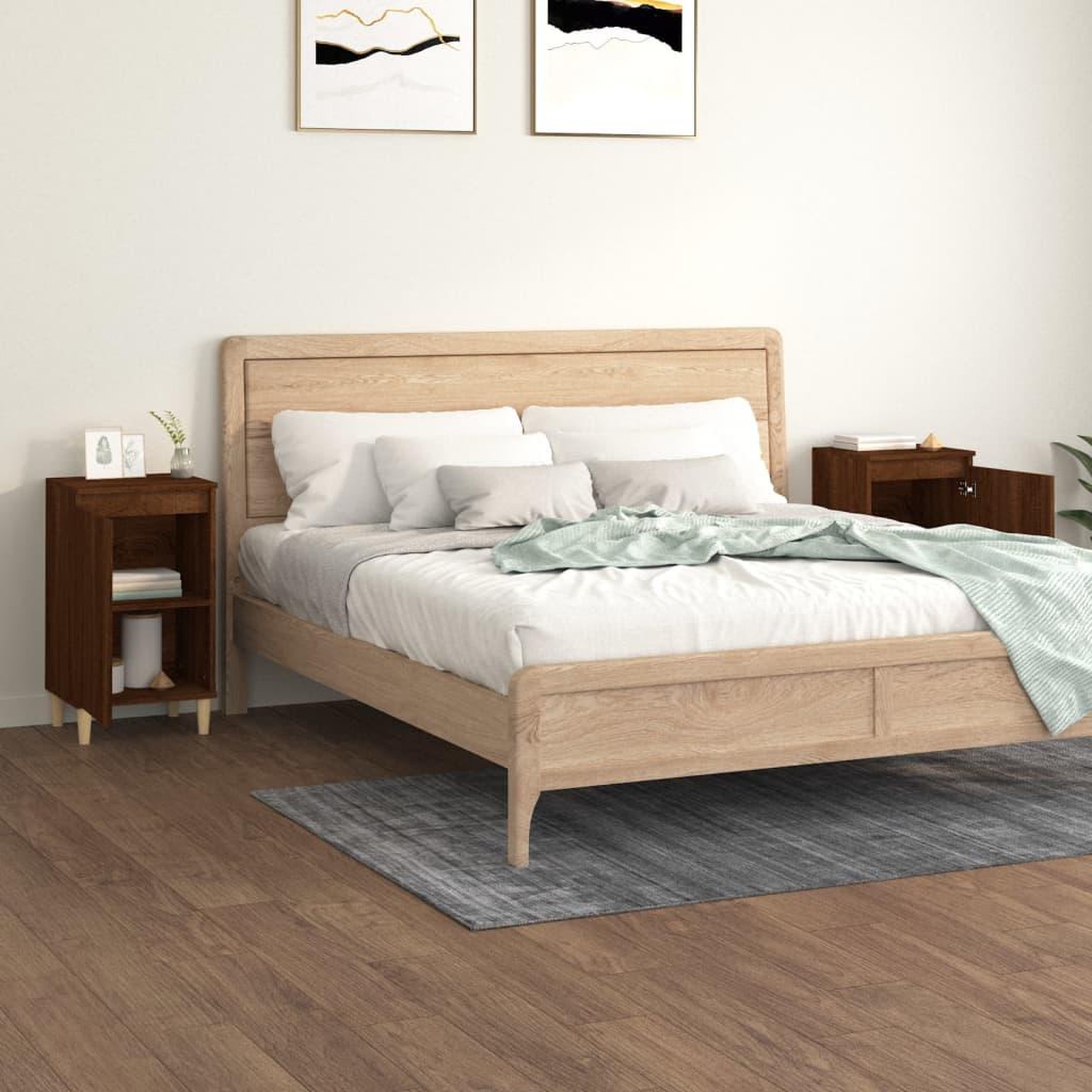 Voir la diapositive 3 : VIDAXL Tables de chevet 2pcs chene marron 40x35x70cm bois d'ingenierie