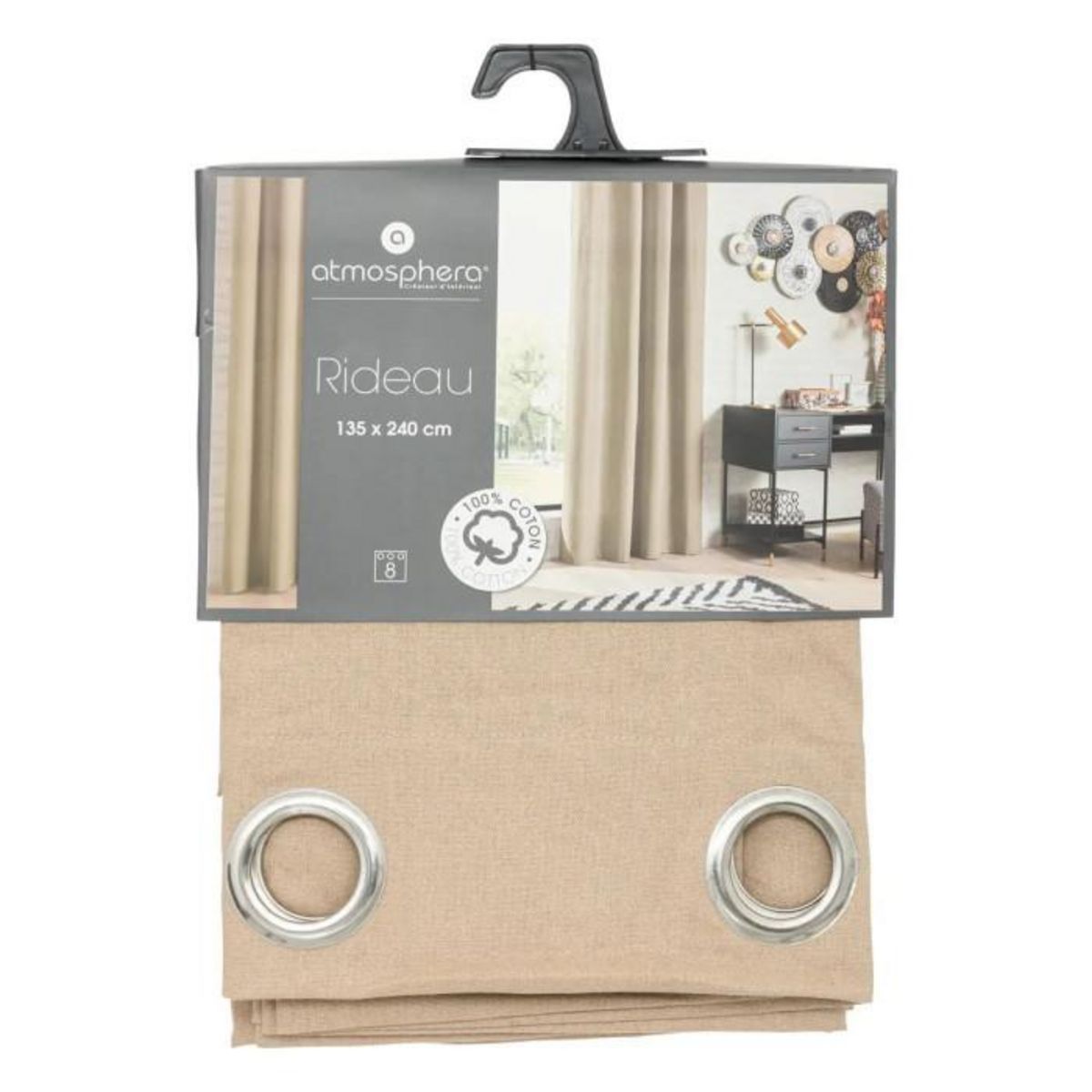 ATMOSPHERA Rideau à Oeillets  Everly  135x240cm Beige Lin