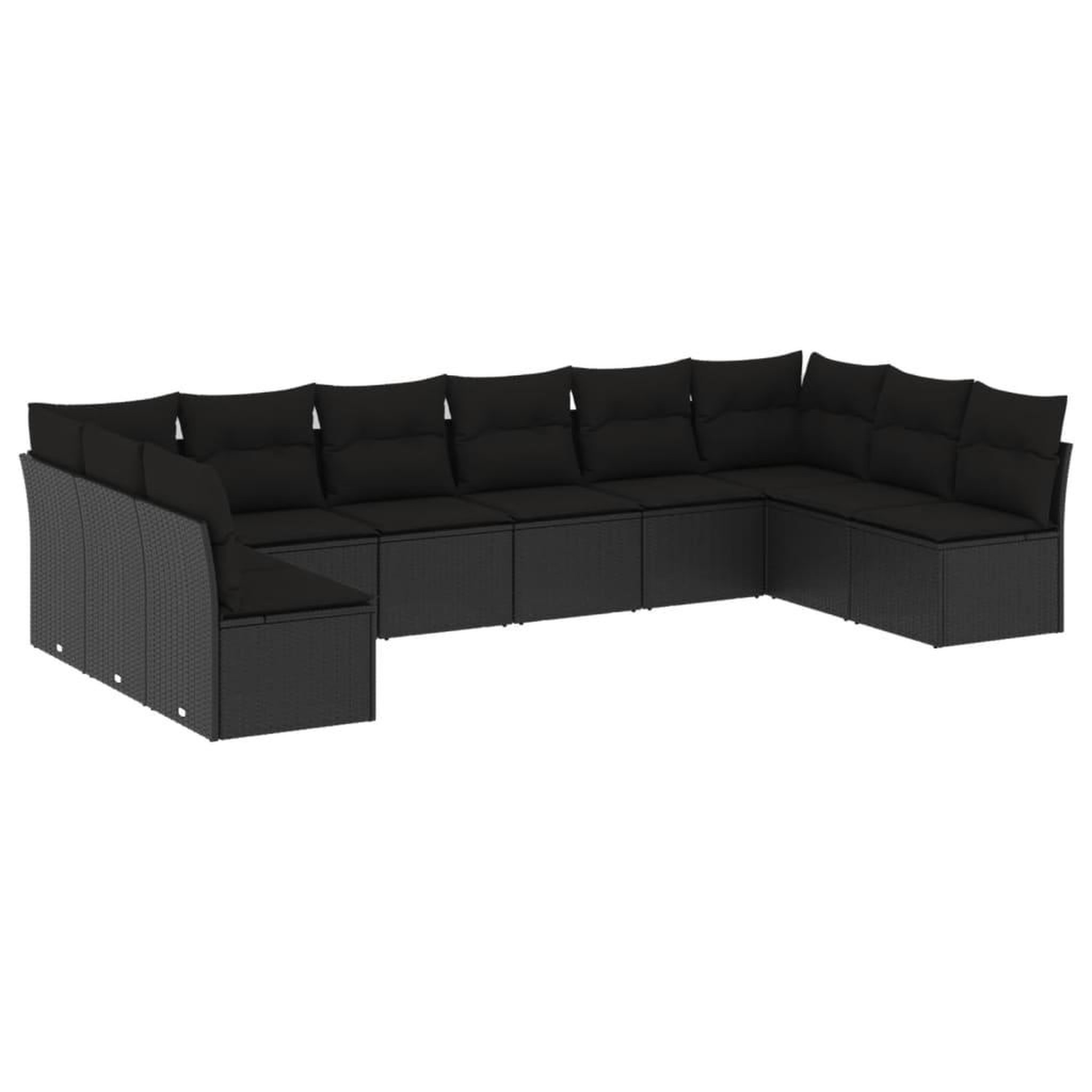 Voir la diapositive 2 : VIDAXL Salon de jardin 10 pcs avec coussins noir resine tressee