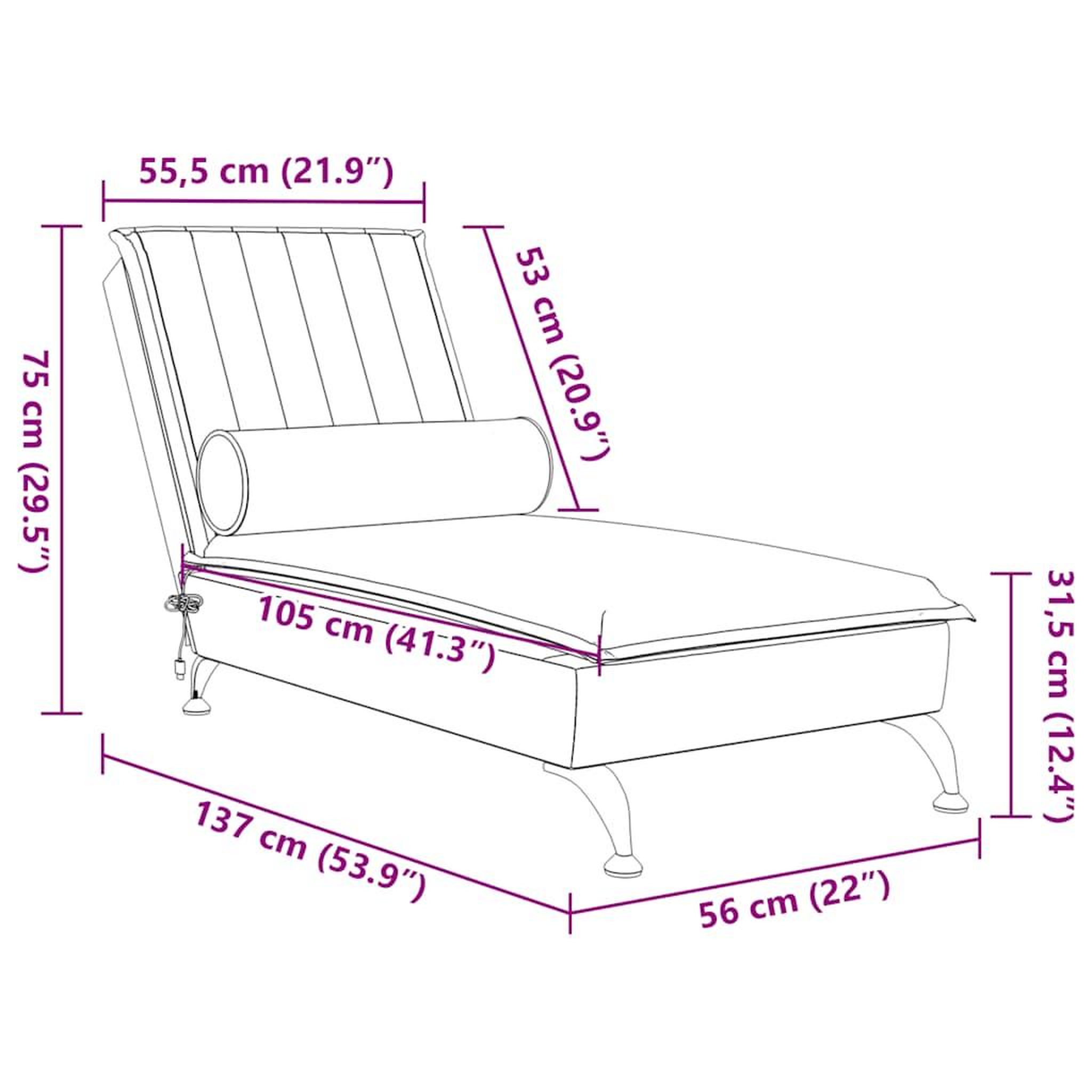 Voir la diapositive 6 : VIDAXL Chaise longue de massage avec traversin rose velours