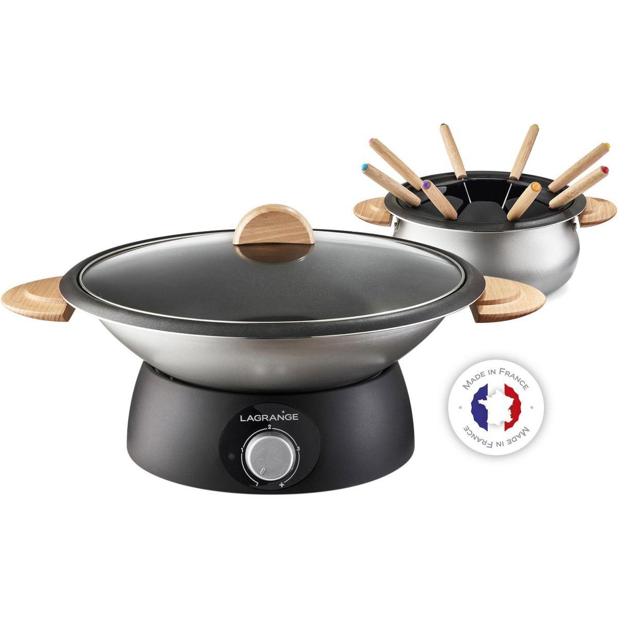 Voir la diapositive 2 : LAGRANGE Wok et fondue wok et fondue bois clair 349019