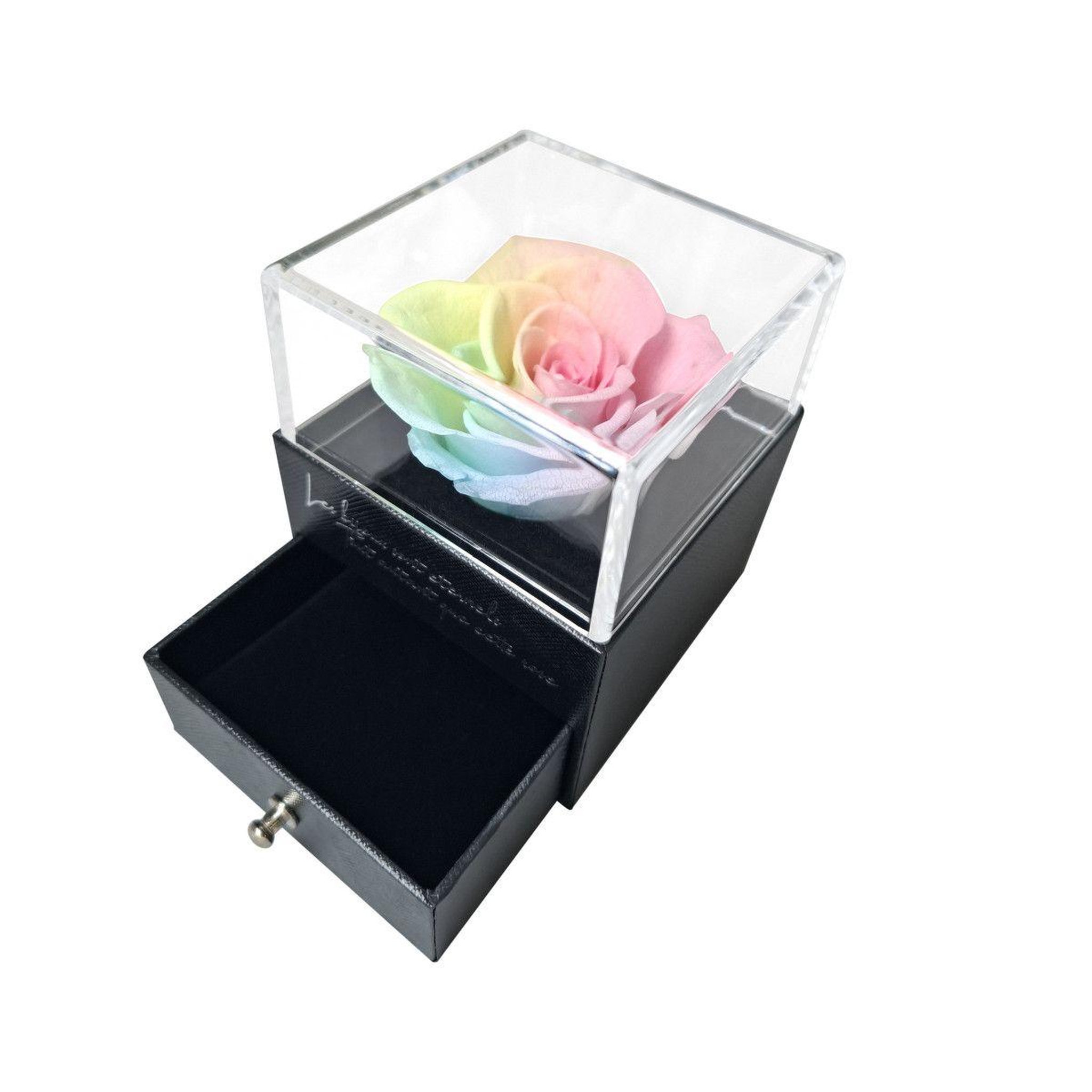 Voir la diapositive 3 : SC CRYSTAL Boite à bijoux décorée d'une rose éternelle - stabilisée multicolore