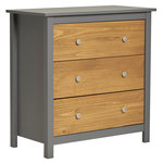 VS VENTA-STOCK Commode Bonnie Gris 3 Tiroirs, Fabriqué en Bois de pin Massif, 79 cm Longueur