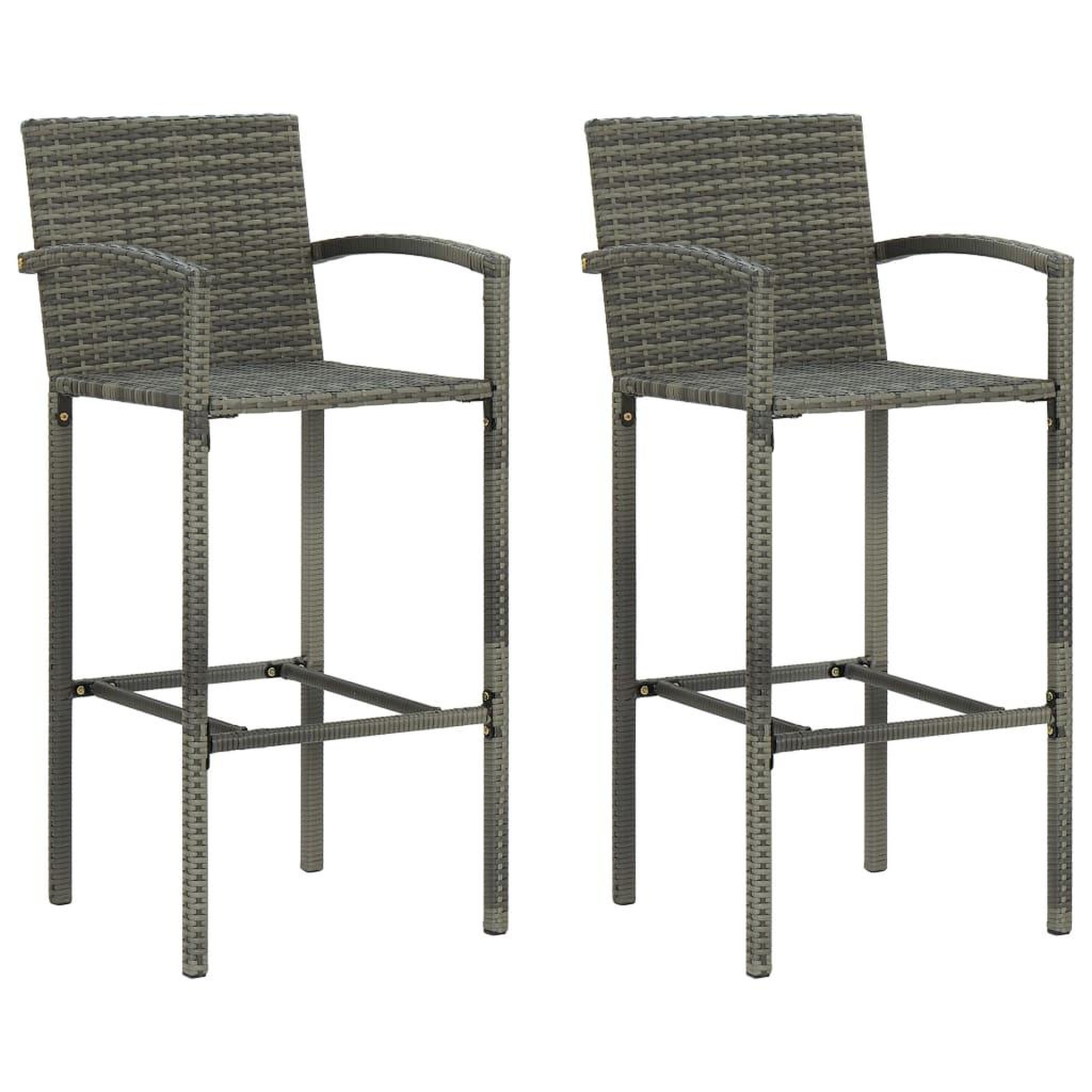 Voir la diapositive 3 : VIDAXL Ensemble de bar d'exterieur 3 pcs accoudoir Resine tressee Gris