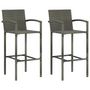 Voir la diapositive 3 : VIDAXL Ensemble de bar d'exterieur 3 pcs accoudoir Resine tressee Gris
