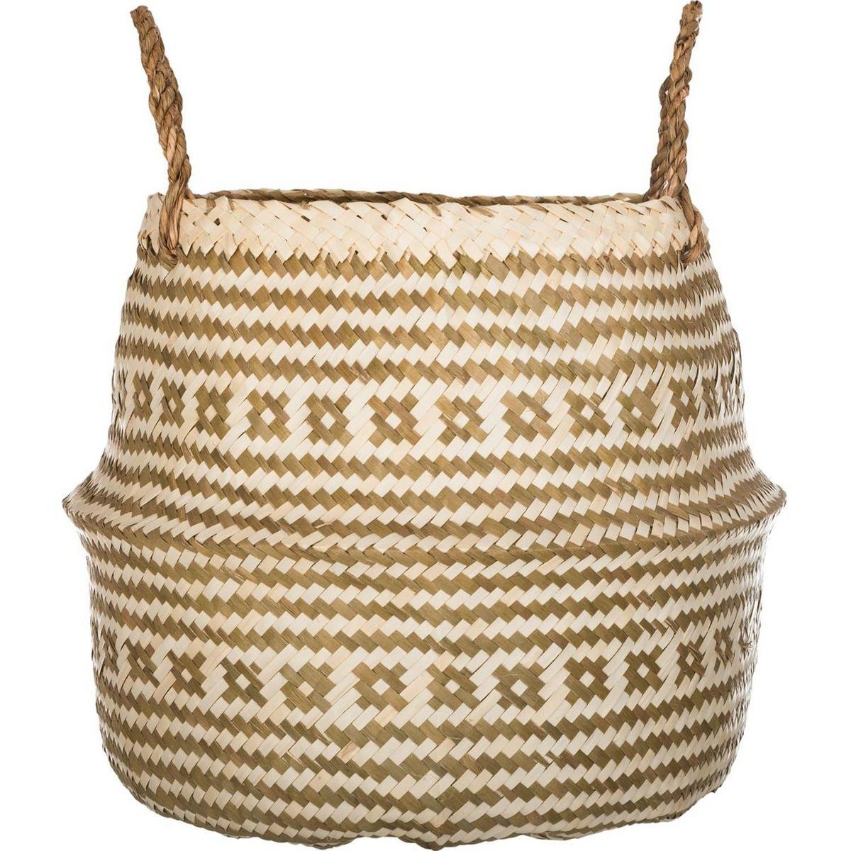 ATMOSPHERA Panier de rangement pliable à anses seagrass 40 cm blanc et Naturel