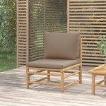 VIDAXL Canape central de jardin avec coussins taupe bambou