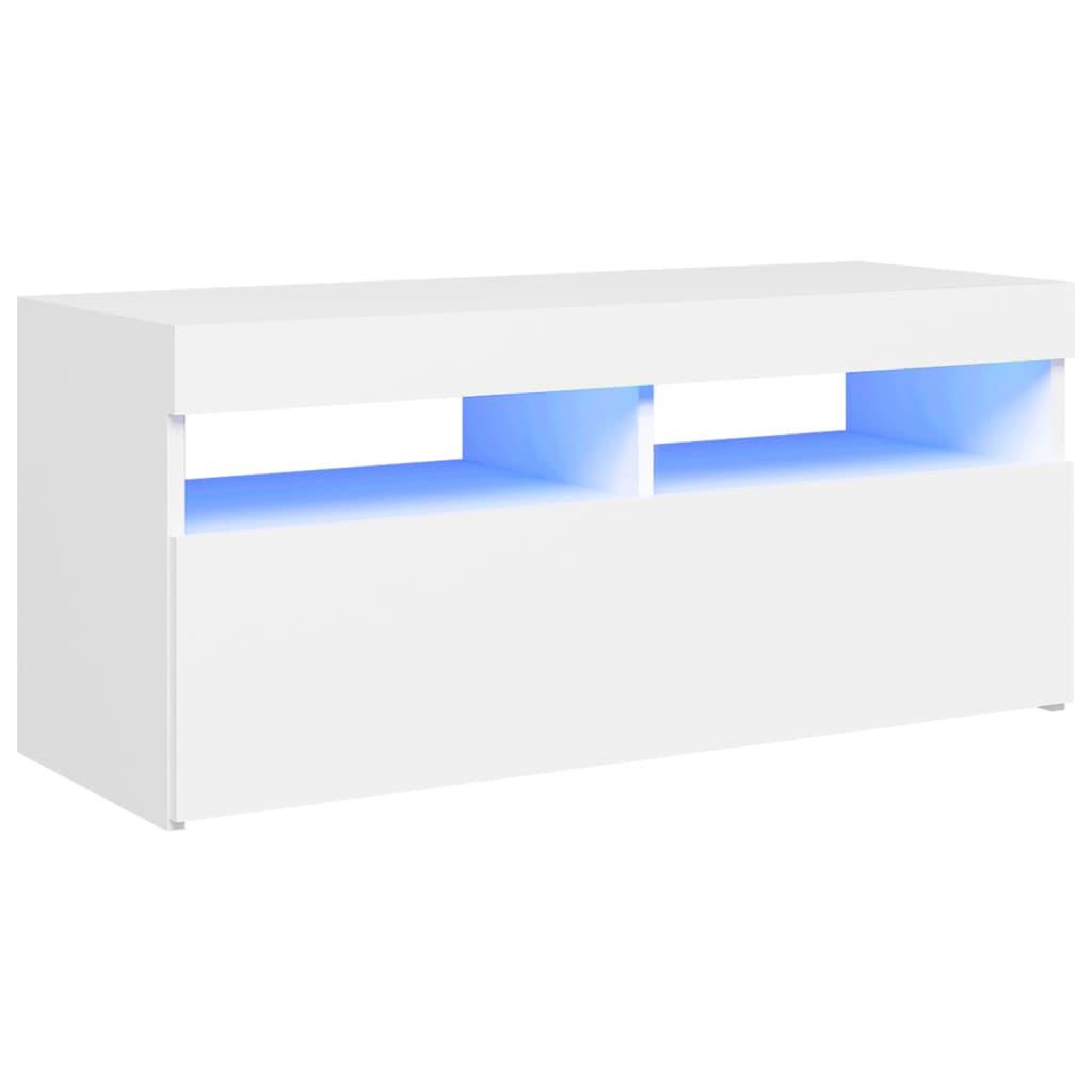 Voir la diapositive 2 : VIDAXL Meuble TV avec lumieres LED blanc 90x35x40 cm