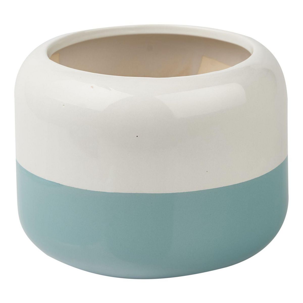 Pot en grès - D20xH15cm - Bleu et blanc - DOLOMITE
