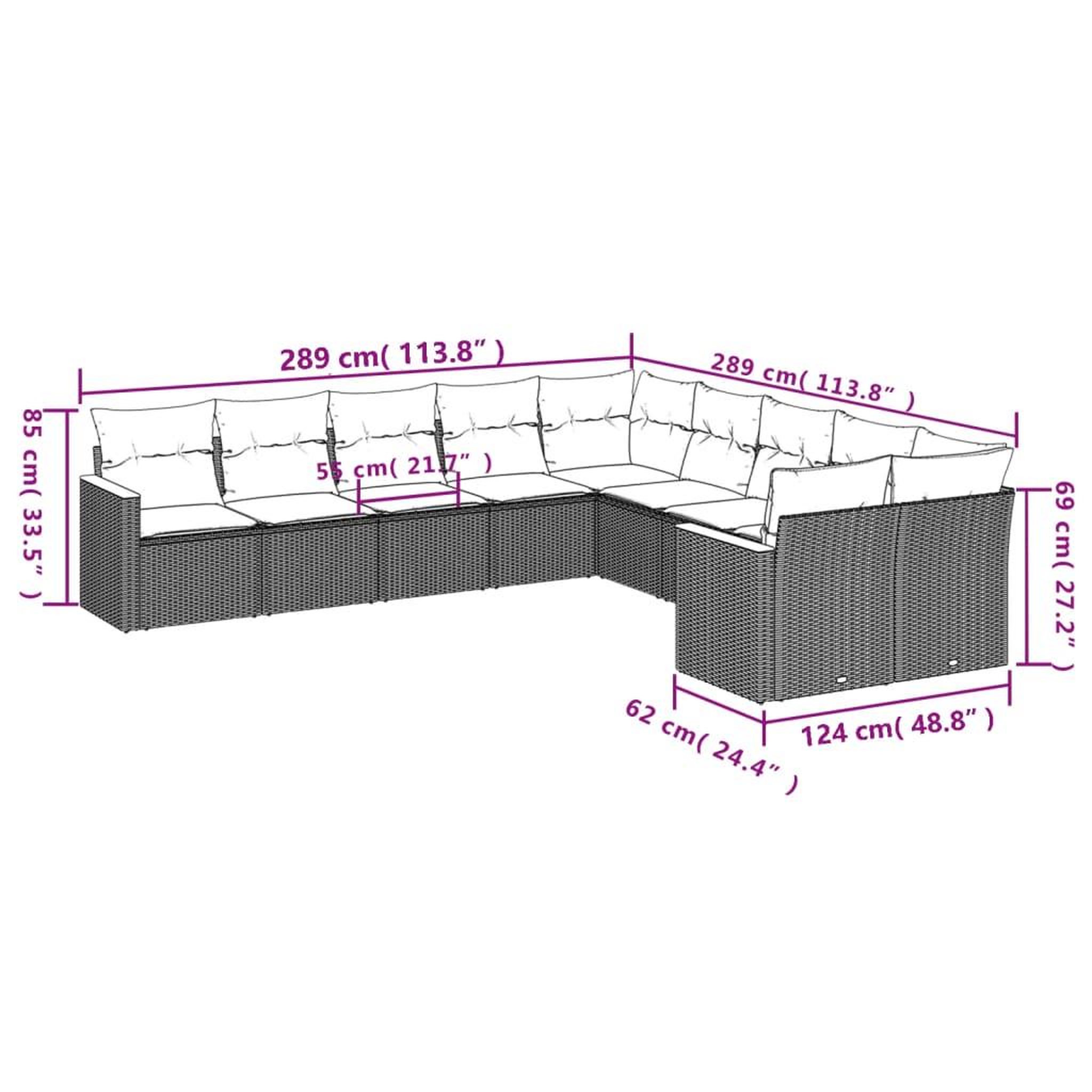 Voir la diapositive 3 : VIDAXL Salon de jardin 10 pcs avec coussins noir resine tressee